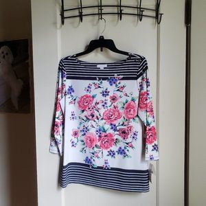 Charter Club Boat Neck 3/4 Sleeve Top Size M 8-10